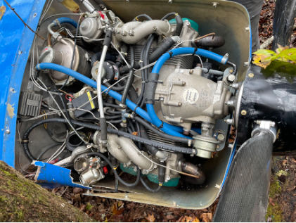 Photograph 3 – Engine and Propeller Hub, from the NTSB investigation of Amateur-built JUST AIRCRAFT HIGHLA accident near Fountain Inn, South Carolina, November 18, 2024