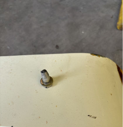Photograph 5 – Right main landing gear attach bolt half, from the NTSB investigation of Amateur-built BAKENG DUCE accident near Plant City, Florida, November 17, 2024