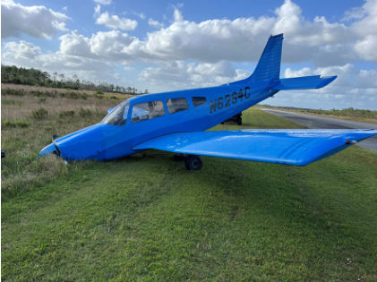 Photograph 1 – Airplane overview, from the NTSB investigation of Piper PA28 accident near Palm Beach Gardens, Florida, November 13, 2024