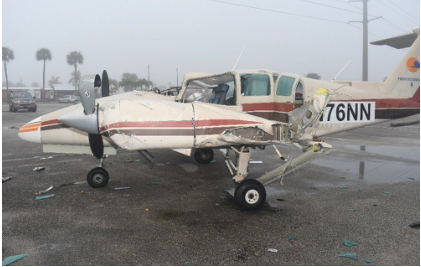Photograph 5 – Left Wing Damage (Courtesy FAA), from the NTSB investigation of Beech BE-76 accident near Melbourne, Florida, December 26, 2024