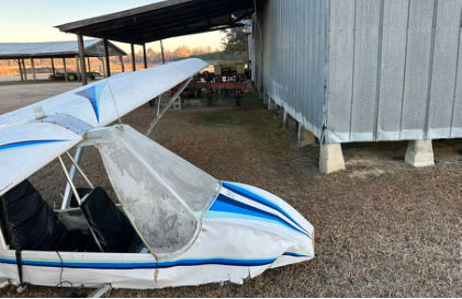 Photograph 2 – Forward right fuselage accident damage, from the NTSB investigation of Amateur-built CHALLENGER II accident near Conway, South Carolina, January 14, 2025
