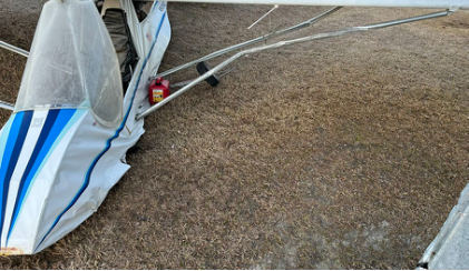 Photograph 3 – Left side wing strut accident damage, fwd and aft, from the NTSB investigation of Amateur-built CHALLENGER II accident near Conway, South Carolina, January 14, 2025