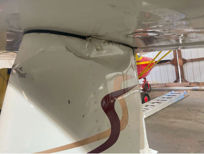 Photograph 3 – Lower Right Wing Damage, from the NTSB investigation of Consolidated Aeronautics INC. LAKE LA-4-200 accident near Orange, Massachusetts, January 12, 2025