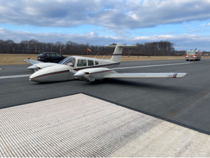 Photograph 1 – Airplane postaccident, from the NTSB investigation of Piper PA44 accident near Fairfield, New Jersey, January 12, 2025