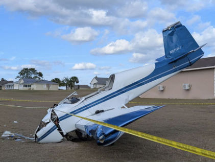 Photograph 1 – View of Airplane at Accident Site made Upright, from the NTSB investigation of Amateur-built RV-7A accident near Weirsdale, Florida, February 5, 2025