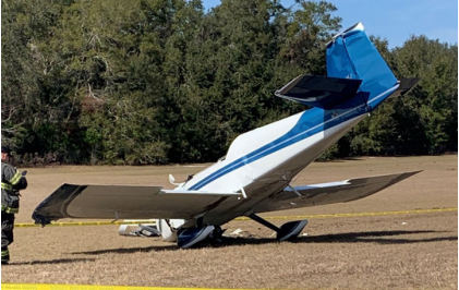 Photograph 2 – View of Airplane at Accident Site made Upright, from the NTSB investigation of Amateur-built RV-7A accident near Weirsdale, Florida, February 5, 2025