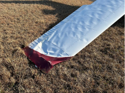 Photograph 2 – Right wing accident damage, from the NTSB investigation of Cessna 172 accident near Rock Hill, South Carolina, February 9, 2025