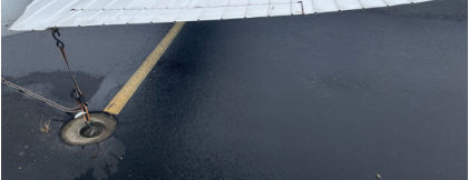 Photograph 3 – Right horizontal stabilizer and elevator accident damage, from the NTSB investigation of Cessna 172 accident near Rock Hill, South Carolina, February 9, 2025