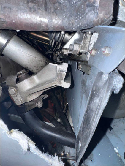 Photograph 3 – Broken Airplane Engine Mount, from the NTSB investigation of Cessna 172G accident near Syracuse, New York, February 15, 2025