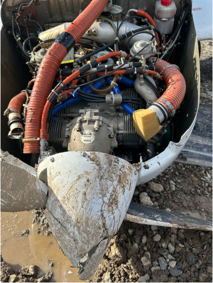 Photograph 4 – Engine postaccident, from the NTSB investigation of Amateur-built RANS S-19 (KIT) accident near Doylestown, Pennsylvania, February 10, 2025