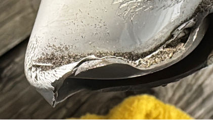 Photograph 6 – Left landing gear tube, from the NTSB investigation of C K Ing Adventure LLC CCX-2000 accident near Okeechobee, Florida, February 23, 2025