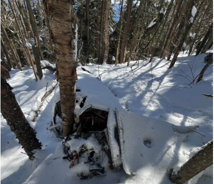 Photograph 2 – View of the Airplane and Engine, from the NTSB investigation of Piper PA-28-235 accident near Manchester, Vermont, February 26, 2025
