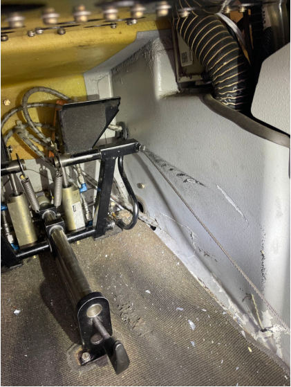 Photograph 2 – Pedestal structure accident damage, from the NTSB investigation of Diamond Aircraft Ind INC DA20-C1 accident near Culpeper, Virginia, February 15, 2025