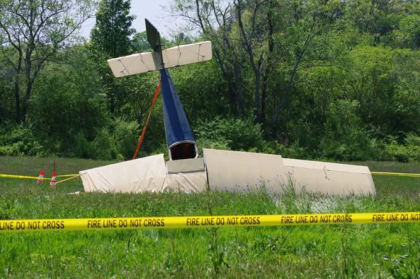 Photograph 1 – View of airplane at accident site., from the NTSB investigation of Amateur-built PIETENPOL accident near Taylorsville, North Carolina, April 18, 2025