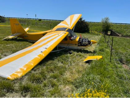 Photograph 1 – Main Wreckage, from the NTSB investigation of Champion 7GCBC accident near Weyers Cave, Virginia, April 26, 2025