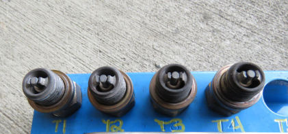 Photograph 5 – Top Spark Plugs, from the NTSB investigation of Champion 7GCBC accident near Weyers Cave, Virginia, April 26, 2025