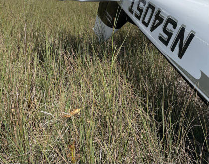 Photograph 2 – Left Side Empennage Damage, from the NTSB investigation of Cessna 172 accident near Florida City, Florida, May 8, 2025