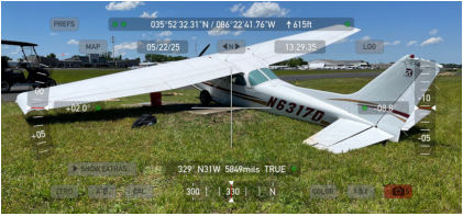 Photograph 1 – Left aft quarter view of airplane at rest. Note collapsed left landing gear., from the NTSB investigation of Cessna 172N accident near Murfreesboro, Tennessee, May 22, 2025