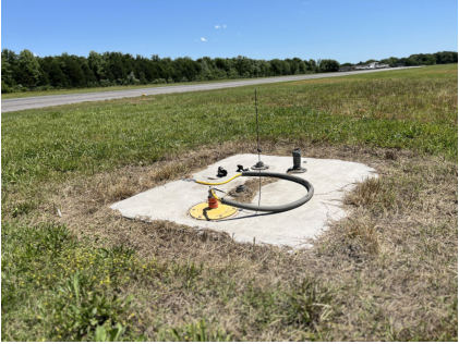 Photograph 4 – View of damaged runway light., from the NTSB investigation of Cessna 172N accident near Murfreesboro, Tennessee, May 22, 2025