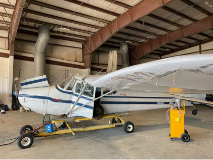 Photograph 1 – Fuselage structure left wing deformation, from the NTSB investigation of Cessna 170 accident near Oxford, Maine, April 18, 2025