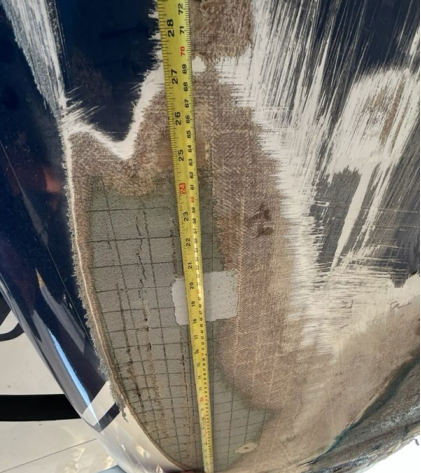 Photograph 3 – Damage to underside of airplane, from the NTSB investigation of Amateur-built VELOCITY XL RG accident near Columbia, South Carolina, August 12, 2025