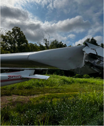 Photograph 3 – left wing tip damage, from the NTSB investigation of Cessna 150 accident near Fordsville, Kentucky, August 13, 2025