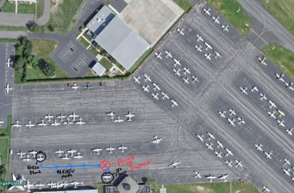 Photograph 1 – Annotated Google Earth Image Depicting Accident Site Location, from the NTSB investigation of Cessna 150 and Cessna 172 accident near Farmingdale, New York, August 30, 2025