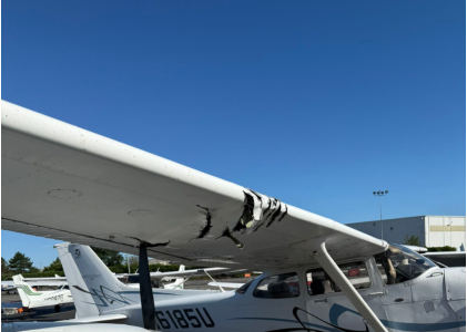 Photograph 3 – View of Resting Position of Both Airplanes, from the NTSB investigation of Cessna 150 and Cessna 172 accident near Farmingdale, New York, August 30, 2025