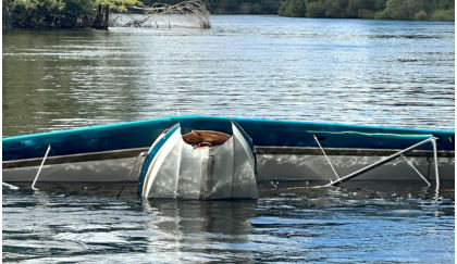 Photograph 2 – Aircraft in River, from the NTSB investigation of Amateur-built SEA REY accident near Bell, Florida, September 6, 2025