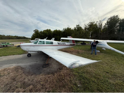 Photograph 2 – Left Wing Impact with Parked Aircraft, from the NTSB investigation of Pipistrel Lsa S R L VIRUS 912 LSA accident near Lincoln Park, New Jersey, September 16, 2025