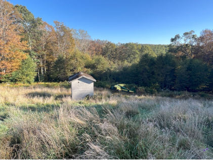 Photograph 1 – Ground structure impacted by airplane, from the NTSB investigation of Amateur-built WITTMAN BUTTERCUP accident near Monterey, Virginia, September 19, 2025