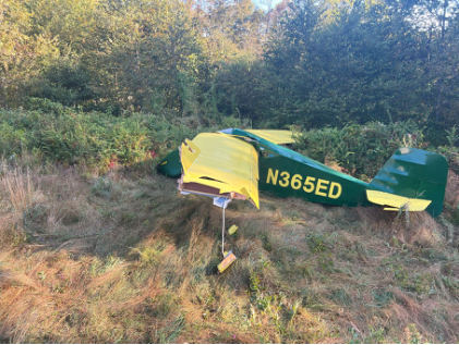 Photograph 2 – Skin separations and spar fractures noted to left wing, from the NTSB investigation of Amateur-built WITTMAN BUTTERCUP accident near Monterey, Virginia, September 19, 2025