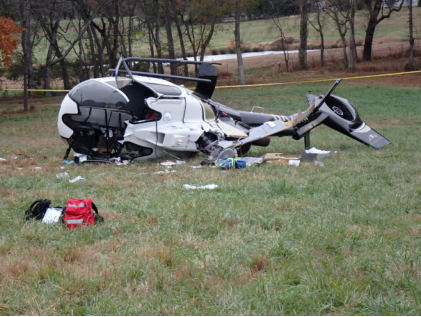 Photograph 1 – Accident Helicopter, from the NTSB investigation of Airbus Helicopters EC 130 T2 accident near Lebanon, Tennessee, November 8, 2025