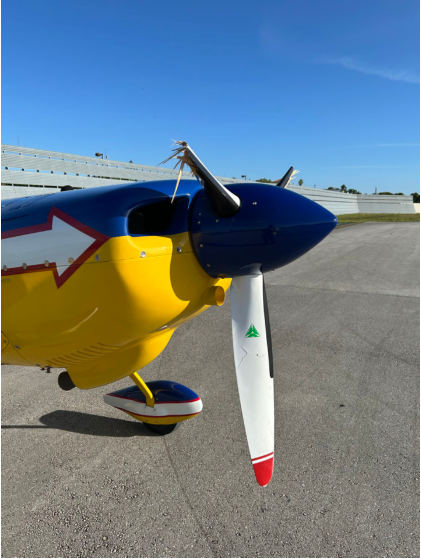 Photograph 5 – N202RD Propeller Damage, from the NTSB investigation of Akrotech Aviation INC GILES G-202 and Cessna 172R accident near Boca Raton, Florida, October 28, 2025