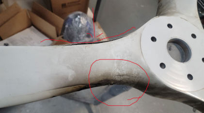 Photograph 4 – Photo of propeller after the accident showing delamination, from the NTSB investigation of Amateur-built COZY MK IV accident near Mcrae-Helena, Georgia, October 28, 2025