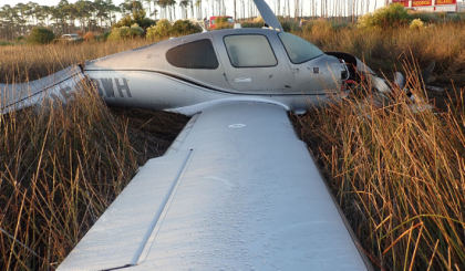 Photograph 3 – Airplane Empennage Damage, from the NTSB investigation of Cirrus Design CORP SR22 accident near Eastpoint, Florida, November 17, 2025