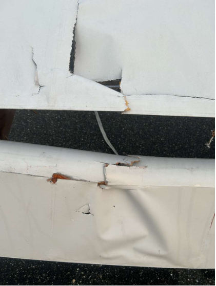 Photograph 2 – Closeup of damage to left wing and aileron, from the NTSB investigation of Amateur-built MAX TH accident near Inverness Highlands South, Florida, November 26, 2025