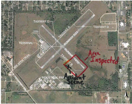Photograph 6 – Airport overview of accident location, from the NTSB investigation of Cub Crafters Carbon Cub FX2 accident near Okeechobee, Florida, November 28, 2025
