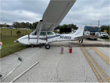Photograph 1, from the NTSB investigation of Cessna 172 accident near Deland, Florida, December 8, 2025