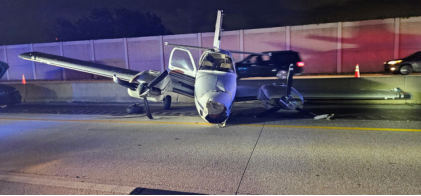 Photograph 1 – Front view of the airplane on-scene, from the NTSB investigation of Beech 95-C55 accident near Cocoa, Florida, December 8, 2025