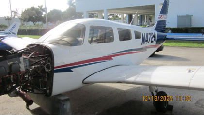Photograph 1 – Front Left of Airplane, from the NTSB investigation of Piper Aircraft INC PA-28-181 accident near Fort Lauderdale, Florida, December 16, 2025