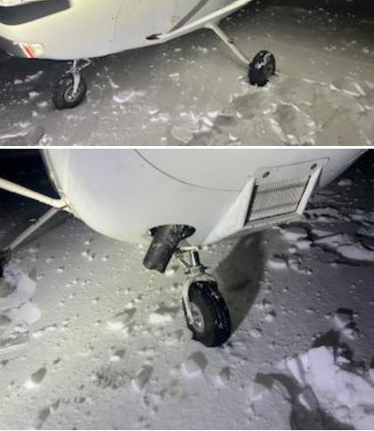 Note in both of these photos the lack of tire tracks in the snow. This is because the A/C cartwheeled in to its final position., from the NTSB investigation of Cessna 172 accident near New Castle, Delaware, January 29, 2026