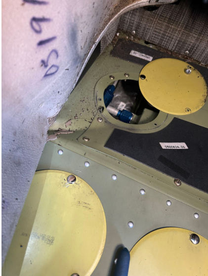 Photograph 6 - Close-Up View Showing Buckling Damage to Co-Pilot’s Side Floor, from the NTSB investigation of Cessna 172 accident near Atlanta, Georgia, January 28, 2026