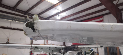 Photograph 4 – Damage to the right wing, from the NTSB investigation of Cessna 172 accident near Carthage, North Carolina, March 1, 2026