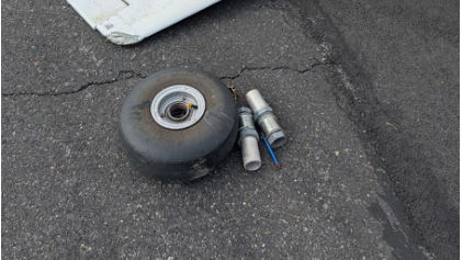 Photograph 3 – View of damage to the right horizontal stabilizer., from the NTSB investigation of Cessna 172 accident near Quakertown, Pennsylvania, April 24, 2026