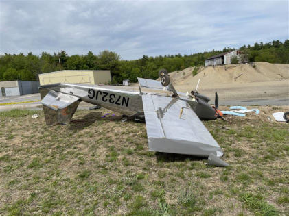 Photograph 3 – Left-hand side view showing damage to empennage, from the NTSB investigation of Amateur-built RV-7A accident near Jaffrey, New Hampshire, May 21, 2026