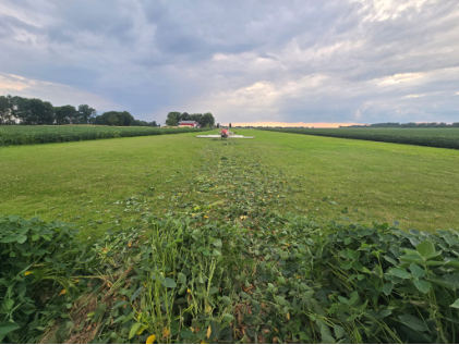 Photograph 1 – Airplane Inverted on Runway with Trail of Crop Debris, from the NTSB investigation of Maule M-5-235C accident near Hickman, Kentucky, July 6, 2026