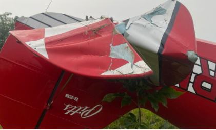 Photograph 4 – Damage to Elevator, from the NTSB investigation of Christen Industries INC PITTS S-2 accident near Porter Center, New York, July 17, 2026