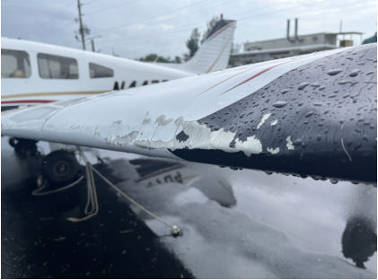 Photograph 2 – Left wing leading edge, from the NTSB investigation of Piper PA28 accident near Palmetto, Florida, July 24, 2026
