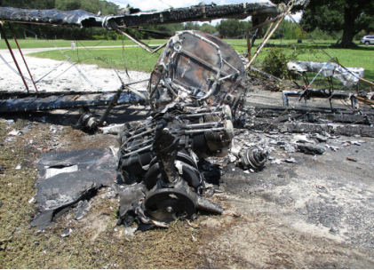 Photograph 2 – Scene, Front View, Closeup, from the NTSB investigation of Waco Classic Aircraft CORP 2T-1A-2 accident near Clermont, Florida, August 14, 2026